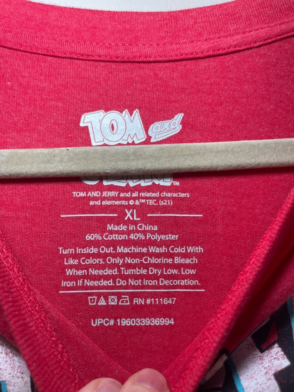 Tom and Jerry Red Short Sleeve Graphic Tee - Picture 3 of 4